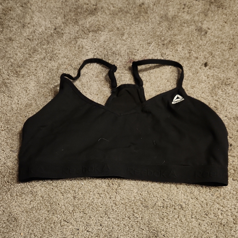 Reebok Black Sports Bra with Logo